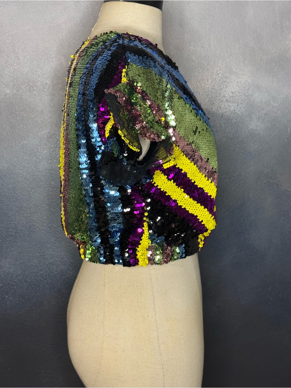 NWT Rdalamal for Anthropologie Sequin Cropped Wrap Top XS Petite - Picture 3 of 9